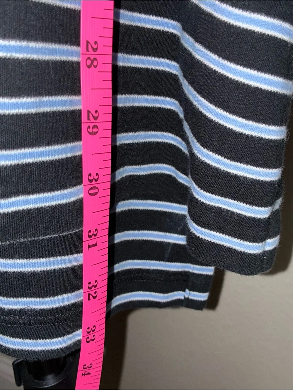Ralph Lauren Black with Light Blue Striped Polo Featuring Red Pony
